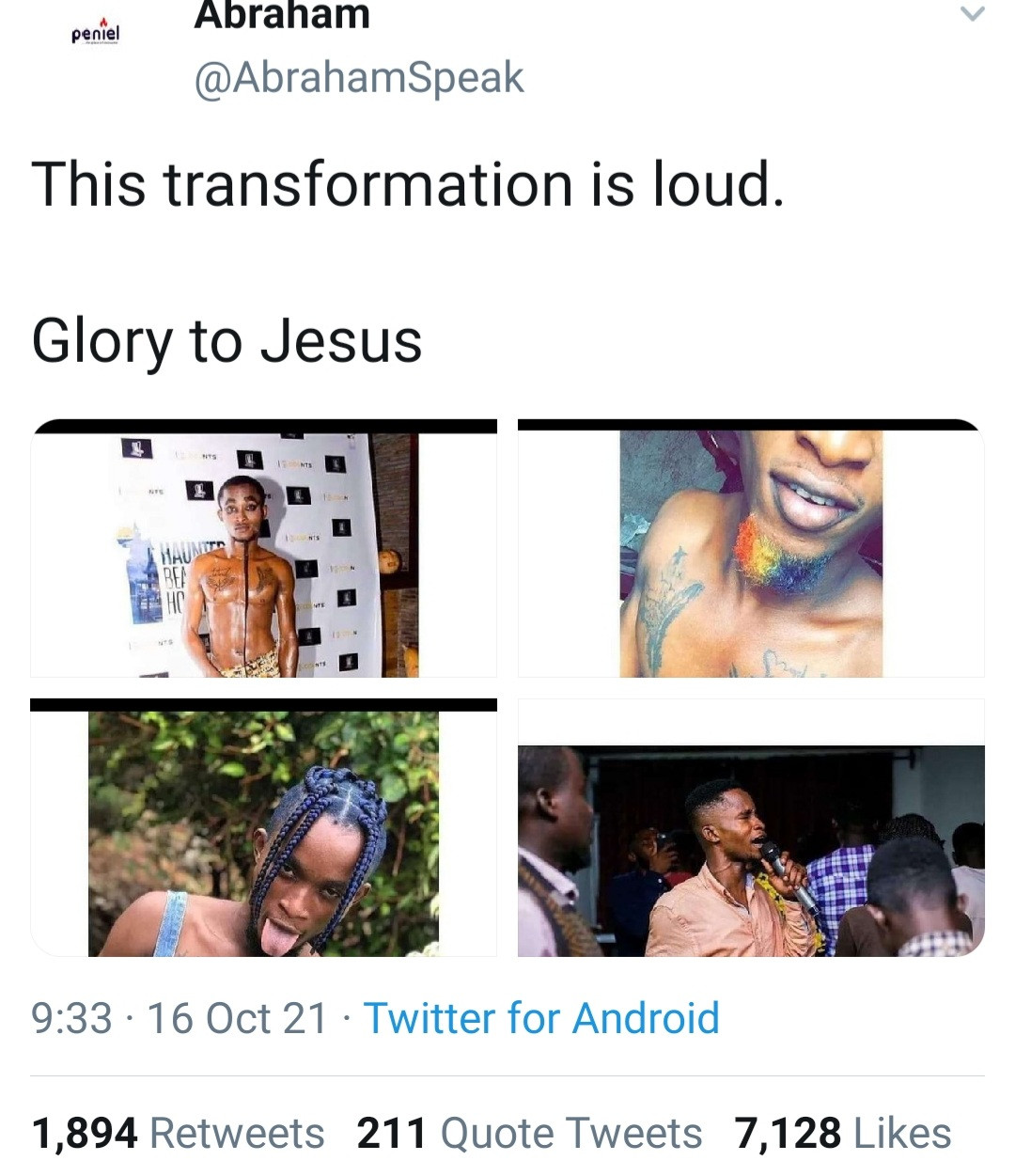 A man's transformation after he was "arrested by Christ" has gone viral on Twitter